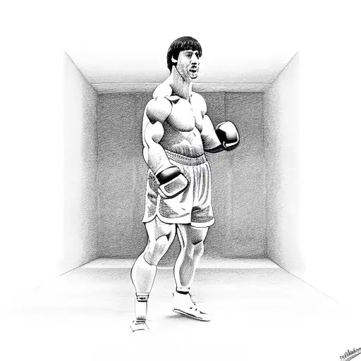 Rocky Balboa training in the gym tattoo design idea