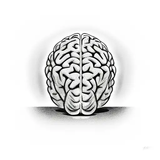 strong man holding a brain in his hands tattoo design idea