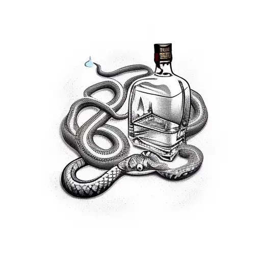 Whiskey Bottle with a snake tattoo design idea