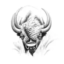 Determined Bison running into the strom tattoo design idea