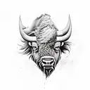 Determined Bison running into the strom tattoo design idea