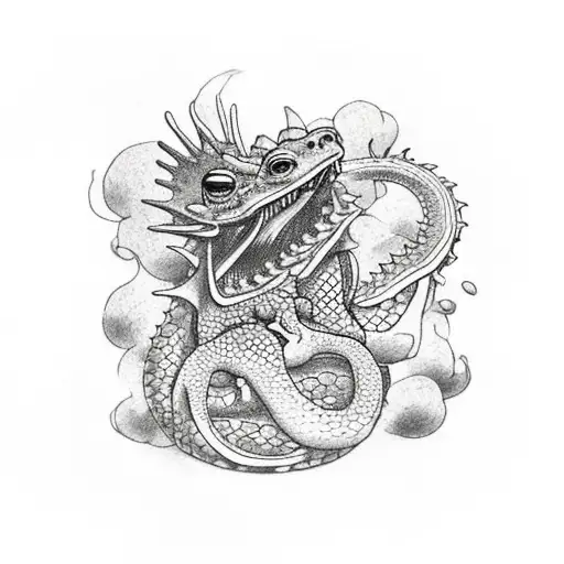 A toad riding a dragon tattoo design idea