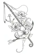 fishing fish boat anchor cross flowers heart hook tattoo design idea