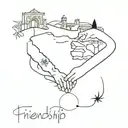 friendship travel Spain 3 friends  tattoo design idea
