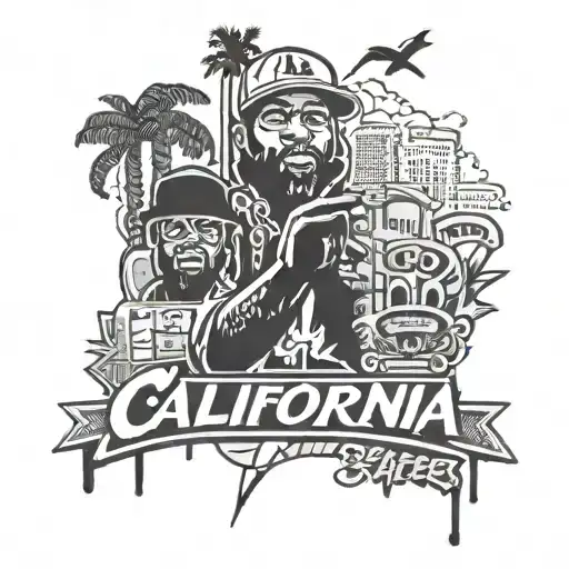 California rappers Hollywood la graffiti style mural tattoo design idea
