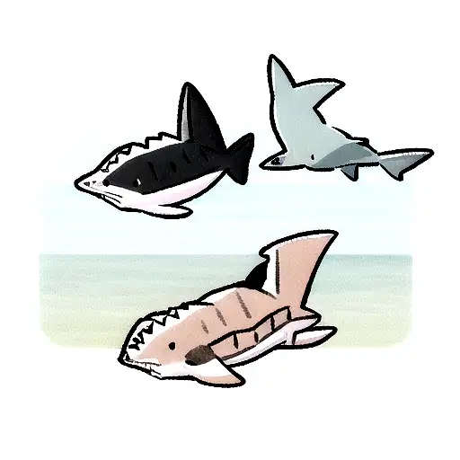 a sea lion, a white tip shark and a sea turtle swimming around tattoo design idea