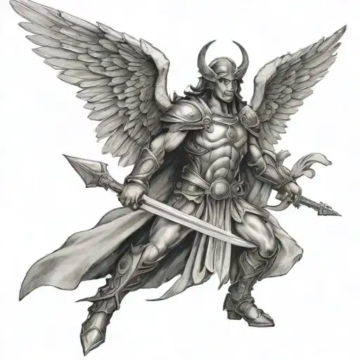 angel warrior  tattoo design idea