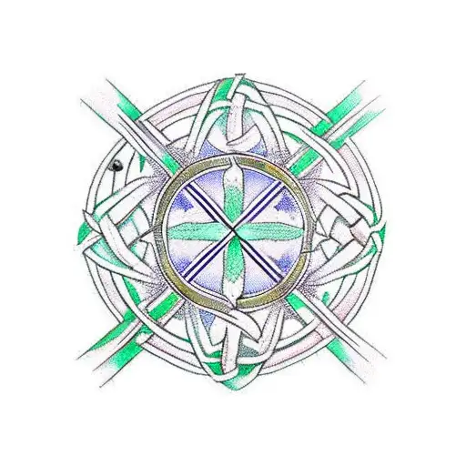 Celtic knot Cross over compass tattoo design idea