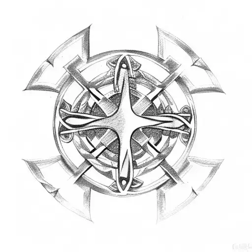 Celtic Cross over compass tattoo design idea