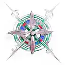 Celtic knot Cross over compass tattoo design idea