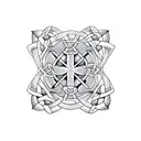 Celtic knot Cross over compass tattoo design idea