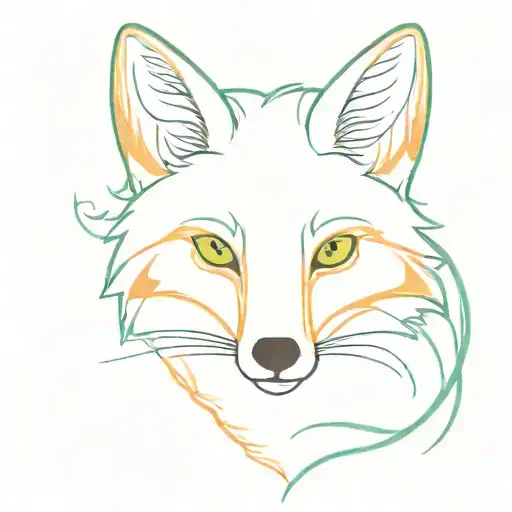 orange fox with green eyes  tattoo design idea