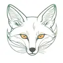 orange fox with green eyes full body tattoo design idea