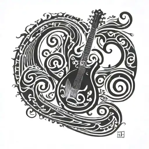 bass clef and bass guitar tattoo design idea