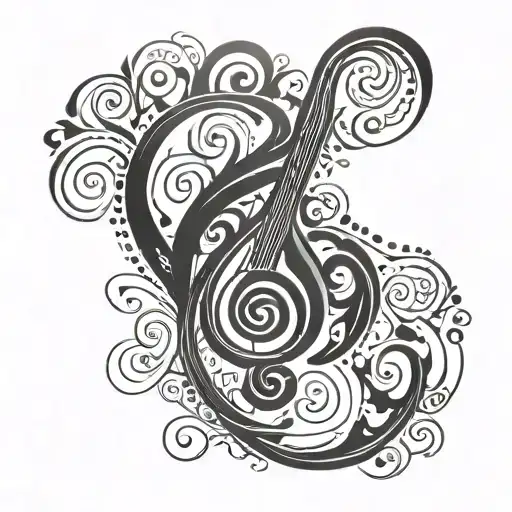 bass clef bass guitar made tattoo design idea
