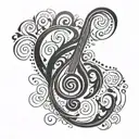 bass clef bass guitar made tattoo design idea