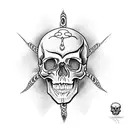 skull with snake and dagger  tattoo design idea