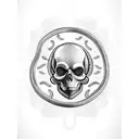 skull with snake and dagger  tattoo design idea