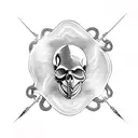 skull with snake and dagger and chains tattoo design idea