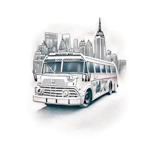 An old nyc bus tattoo design idea
