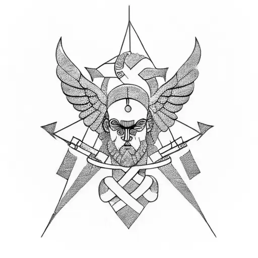 Greek concept with freedom and perseverance tattoo design idea