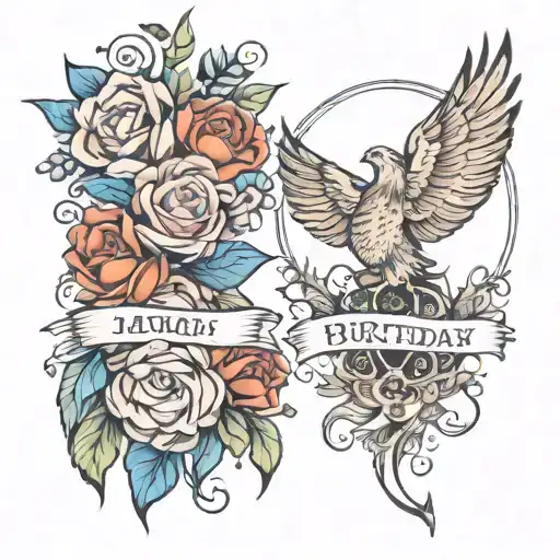 birthday months June Jan and feb tattoo design idea