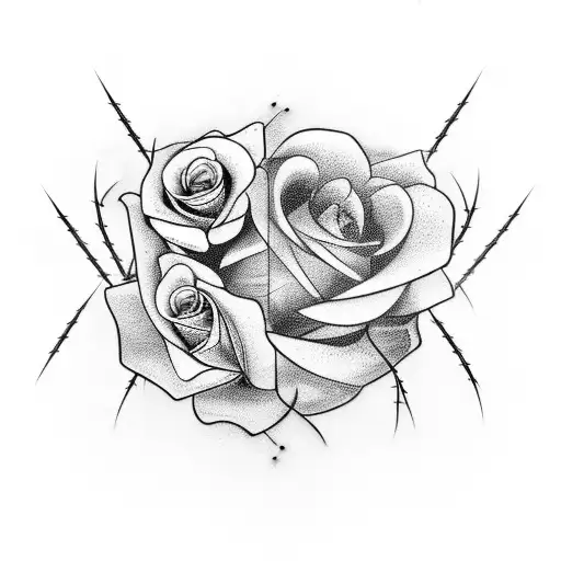 Barbed Wire and roses tattoo design idea