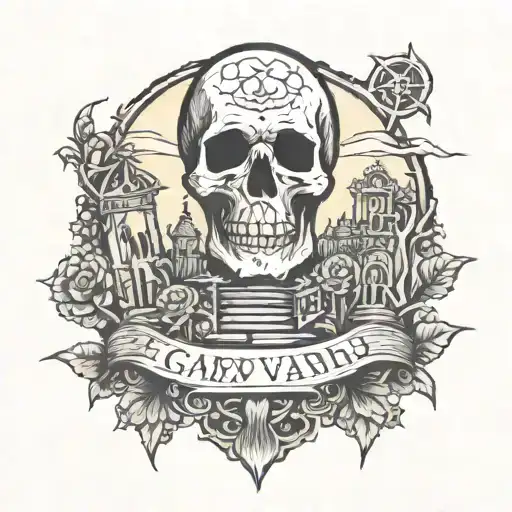 graveyard tattoo design idea