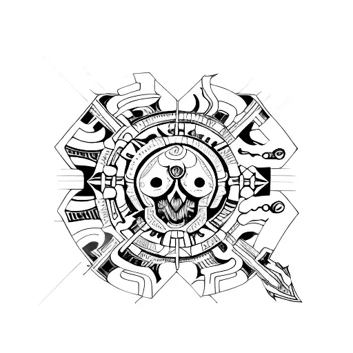 Cibersigilism, NeoTribal, Back Tattoo, fine line tattoo design idea