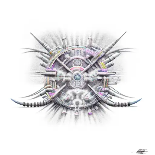 Cibersigilism, NeoTribal, Back Tattoo, fine line, long tattoo design idea