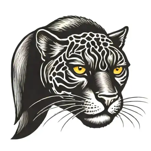 panther head house cat tattoo design idea
