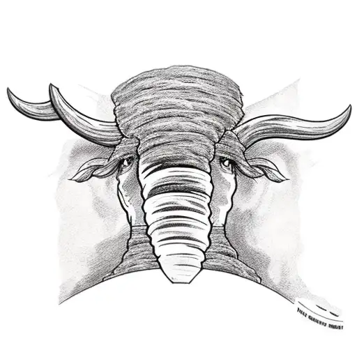 Head of a mammoth with the text "it is what it is" above in the form of a bow tattoo design idea