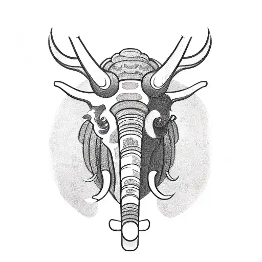 Head of a mammoth with the text "it is what it is" above in the form of a bow tattoo design idea