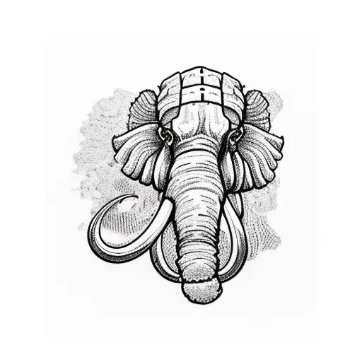 Head of a mammoth with the text "it is what it is" above in the form of a bow tattoo design idea