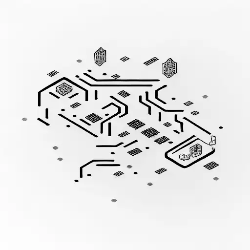 A minimalist tattoo of a computer chip with the numbers 2008 and 2022 to represent your journey as a computer systems engineer and project management master. tattoo design idea