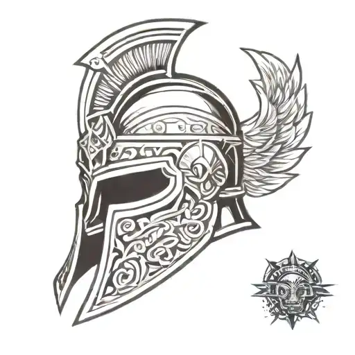 hoplite helmet slightly angled tattoo design idea