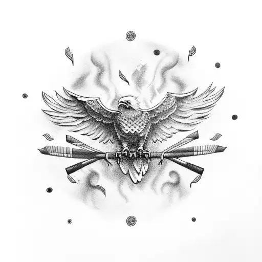 eagle, drums, drum sticks ,melody, fire, love tattoo design idea