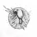 eagle, drums, drum sticks ,melody, fire, love tattoo design idea