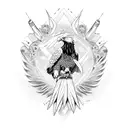 eagle, drums, drum sticks ,melody, fire, love tattoo design idea