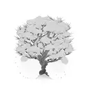 Tree with branches spelling Mijo&Mgal and roots spelling AionoTemaariCaseyHunt tattoo design idea