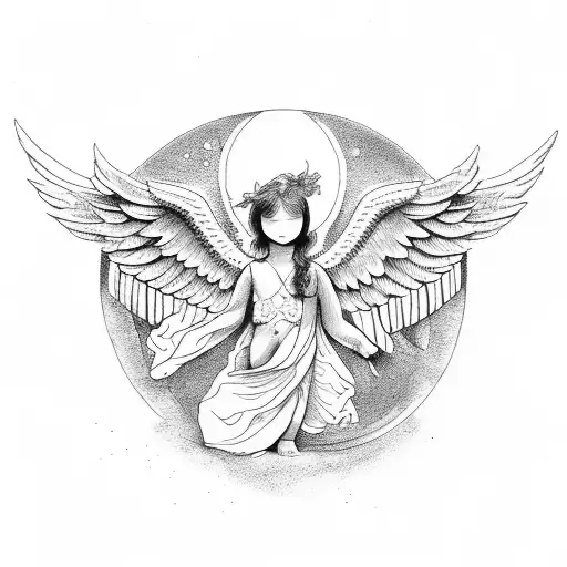 icarus and angel tattoo design idea