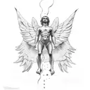 icarus and angel tattoo design idea