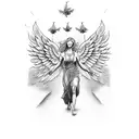 icarus and angel tattoo design idea