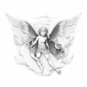 icarus and angel tattoo design idea