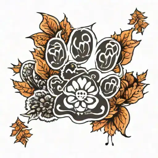 paw print tattoo with a sunny woodland inside the paw itself  tattoo design idea