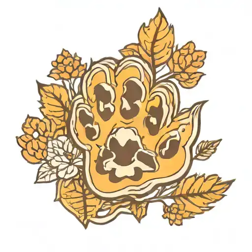 paw print tattoo with a sunny woodland inside tattoo design idea
