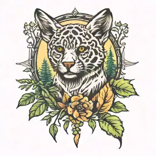 paw tattoo with a sunny woodland inside tattoo design idea