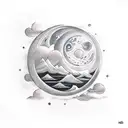 nightsky with clouds and a full moon  tattoo design idea