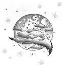 nightsky with clouds and a full moon  tattoo design idea
