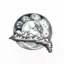 clouds and a full moon  tattoo design idea